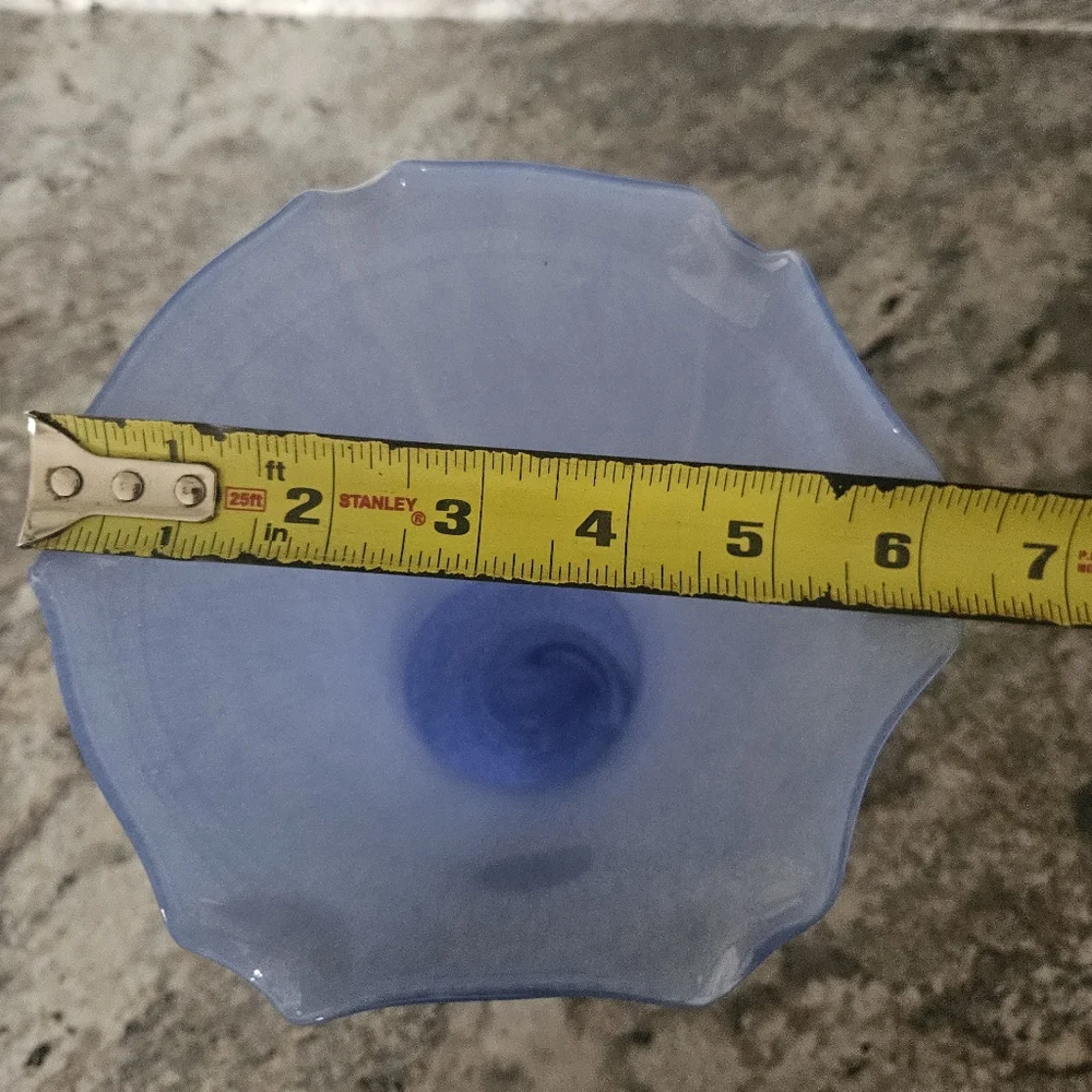 Murano Hand Blown Glass Vase Periwinkle Blue 13
